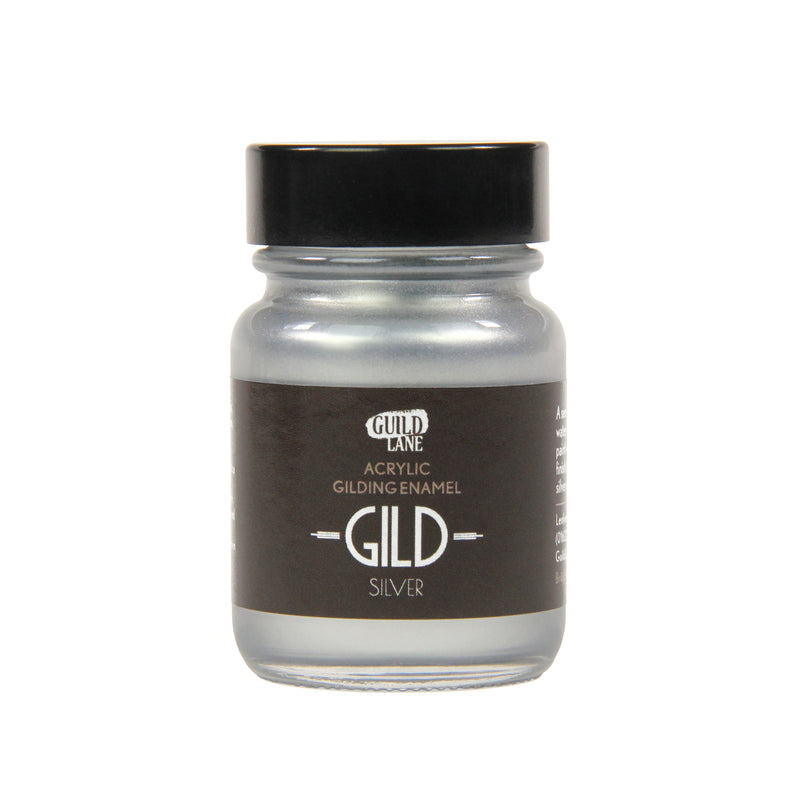 GILD Originals jar of silver metallic paint on a white background