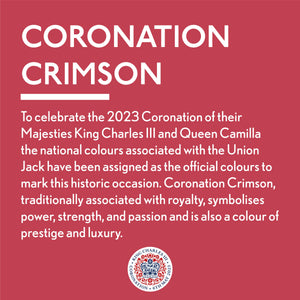 
                      
                        A red background with the text 'CORONATION CRIMSON' in capital letters
                      
                    